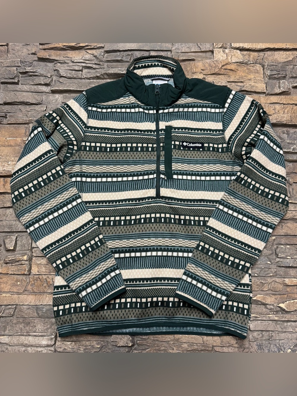 Columbia Sweater Weather 1/2 Zip Fleece Pullover Sweatshirt Mens Small Striped